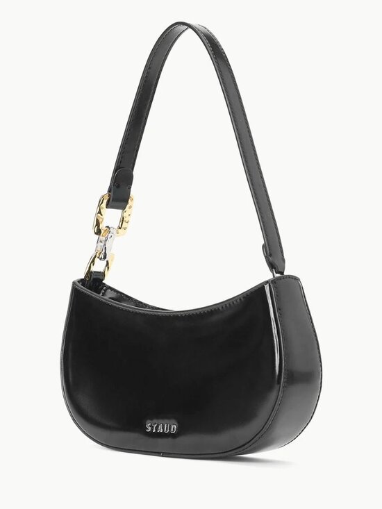 STAUD Handbags - STAUD Brady Shoulder Bag in Black w/ Gold and Silver Hammered Metal Accents, NWT